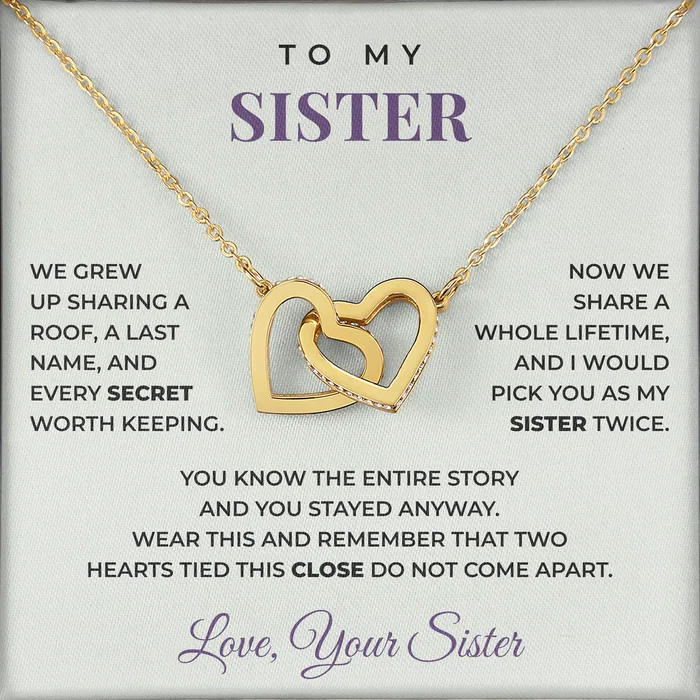 Pick You Twice Interlocking Hearts Necklace for sister