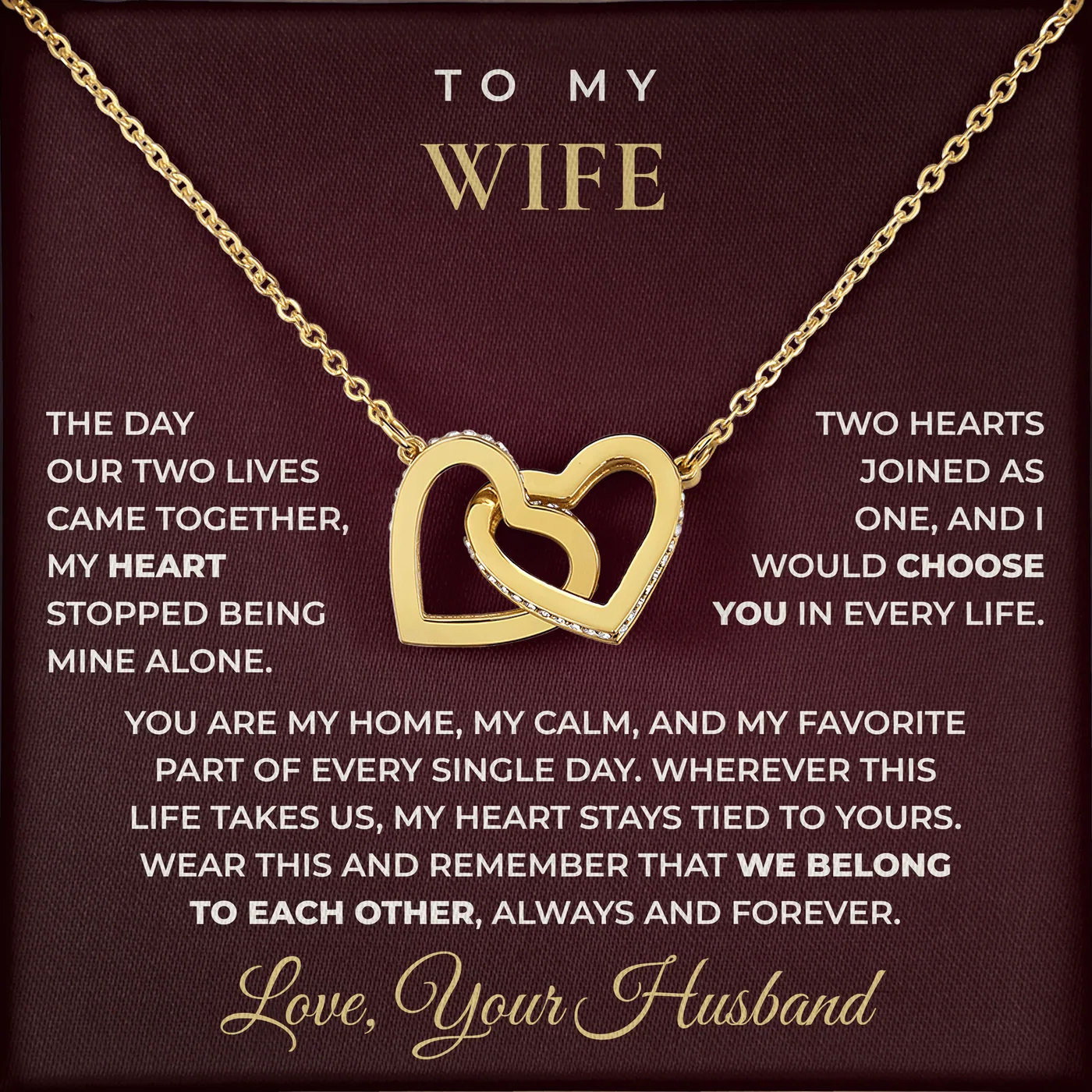 Belong To Each Other Interlocking Hearts Necklace for wife