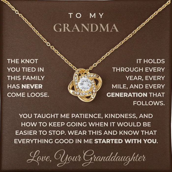 Everything Good In Me Love Knot Necklace for grandma